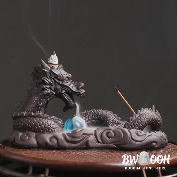 BWOOOH handcrafted incense burner - Dragon Playing Ball Flower Protecti