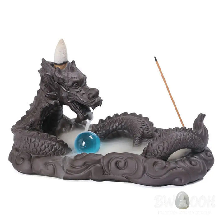 BWOOOH handcrafted incense burner - Dragon Playing Ball Flower Protecti