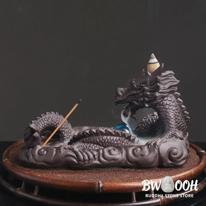 BWOOOH handcrafted incense burner - Dragon Playing Ball Flower Protecti