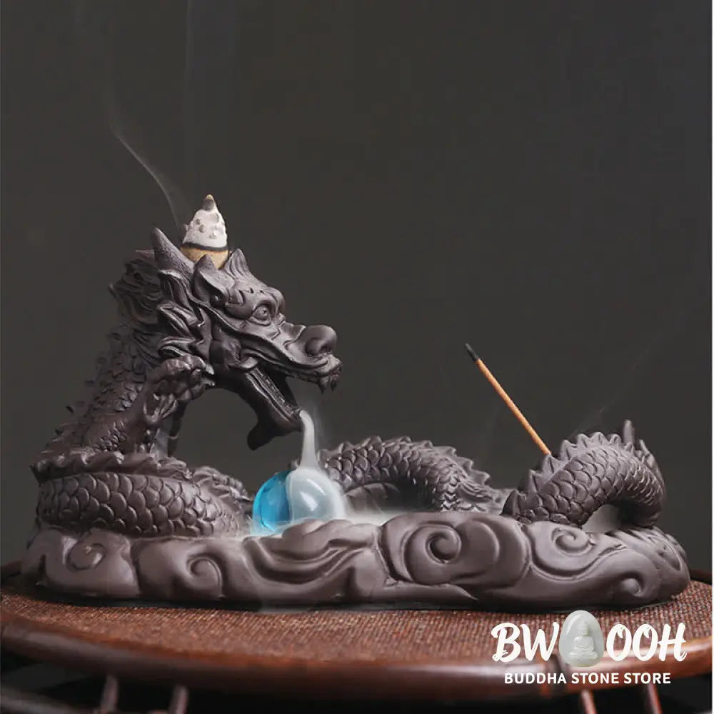 BWOOOH handcrafted incense burner - Dragon Playing Ball Flower Protecti