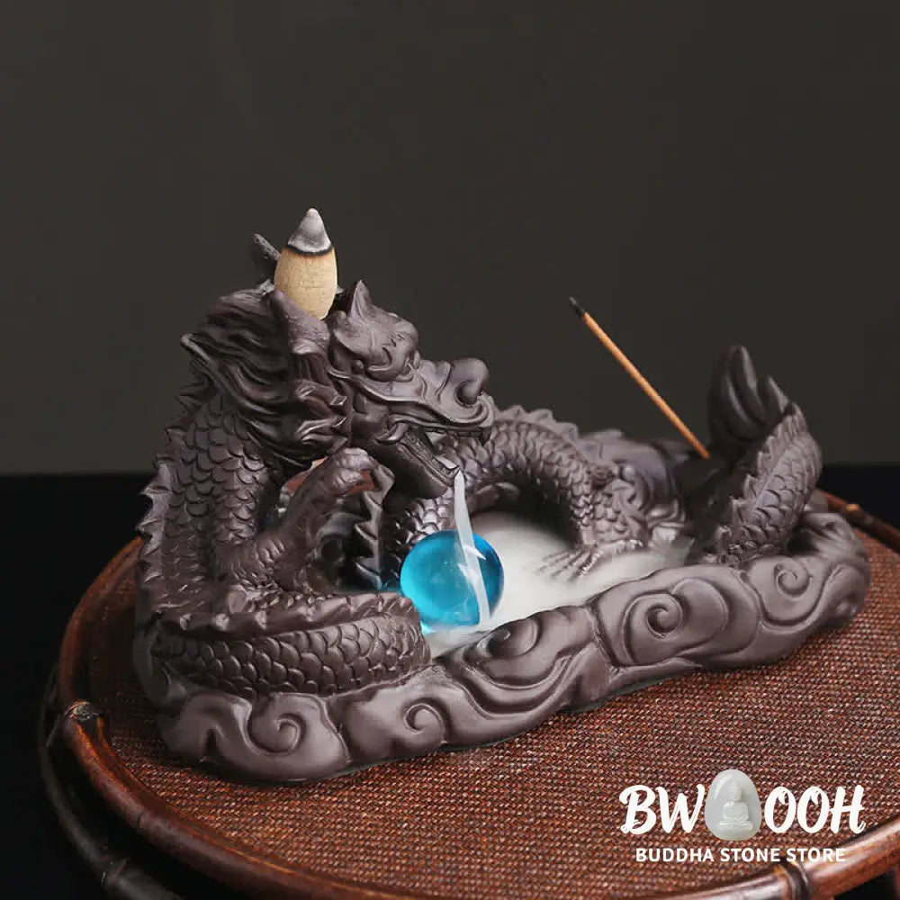 BWOOOH handcrafted incense burner - Dragon Playing Ball Flower Protecti