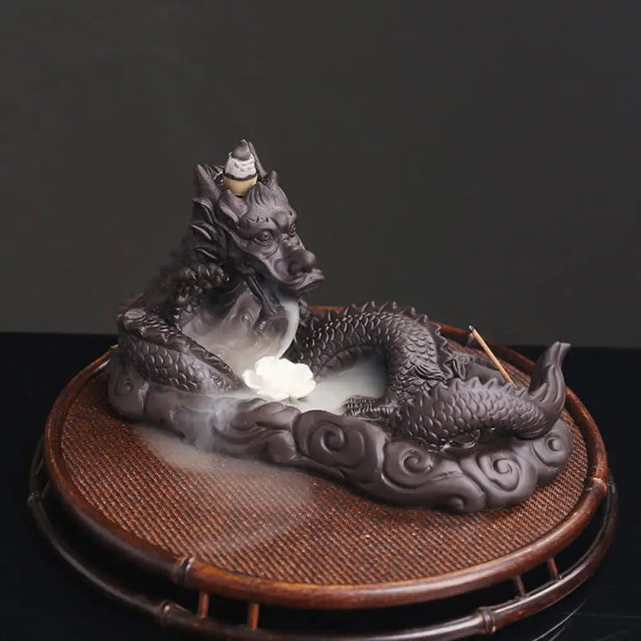 BWOOOH handcrafted incense burner - Dragon Playing Ball Flower Protecti