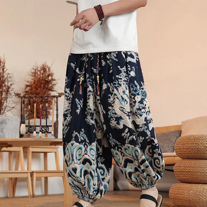 BWOOOH printed harem pants - Dragon Print Cotton Men&