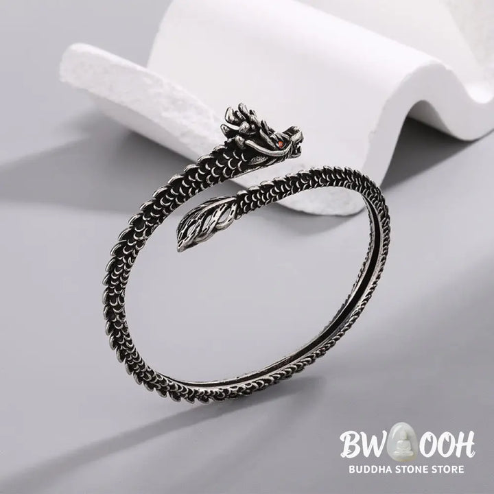 Buddha Stones Dragon Scales Pattern Luck Protection Bracelet Bangle - BWOOOH - 58mm - Bracelet Bangle