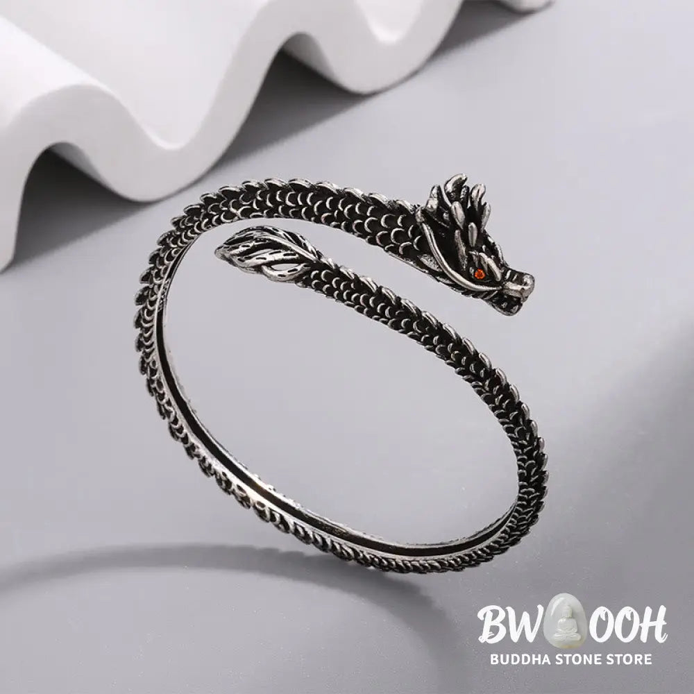 Buddha Stones Dragon Scales Pattern Luck Protection Bracelet Bangle - BWOOOH - 58mm - Bracelet Bangle