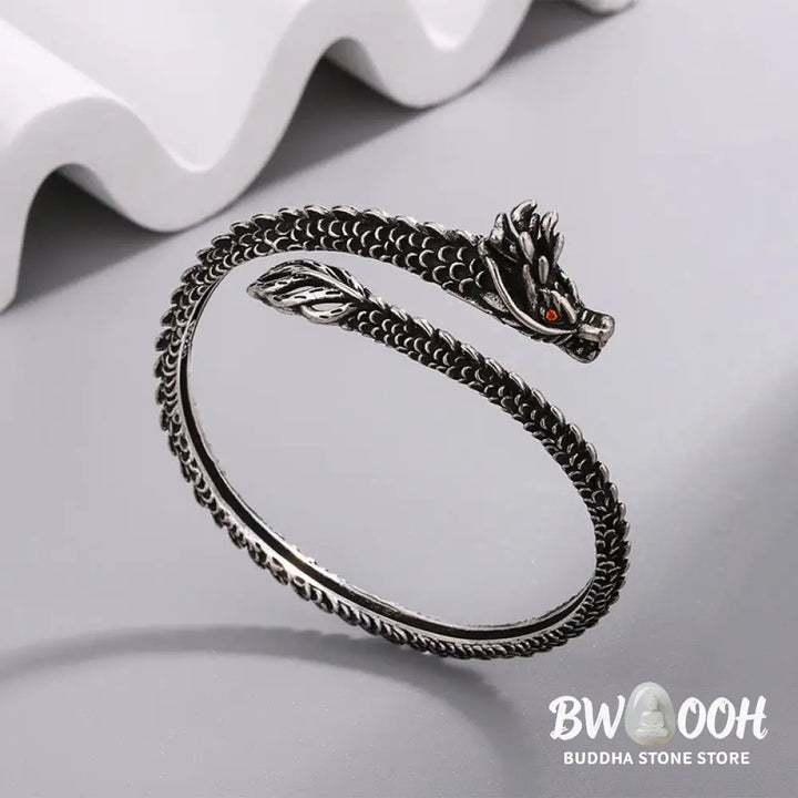 Buddha Stones Dragon Scales Pattern Luck Protection Bracelet Bangle - BWOOOH - 58mm - Bracelet Bangle