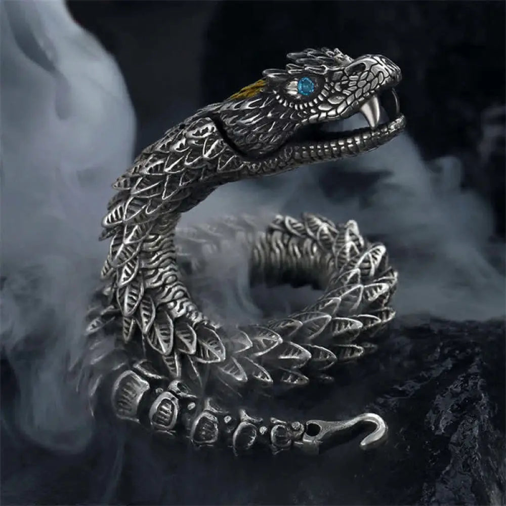 Buddha Stones Dragon Snake Handmade Amulet Protection Chain Bracelet - 18cm - Bracelet Bangle
