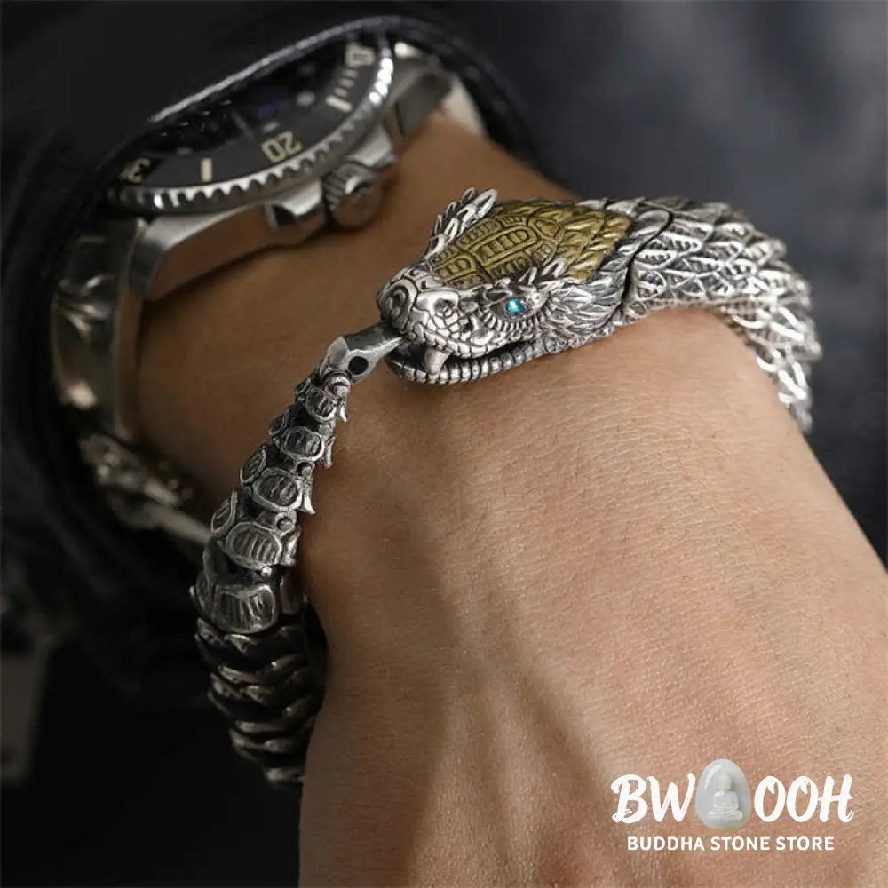 Buddha Stones Dragon Snake Handmade Amulet Protection Chain Bracelet - Bracelet Bangle
