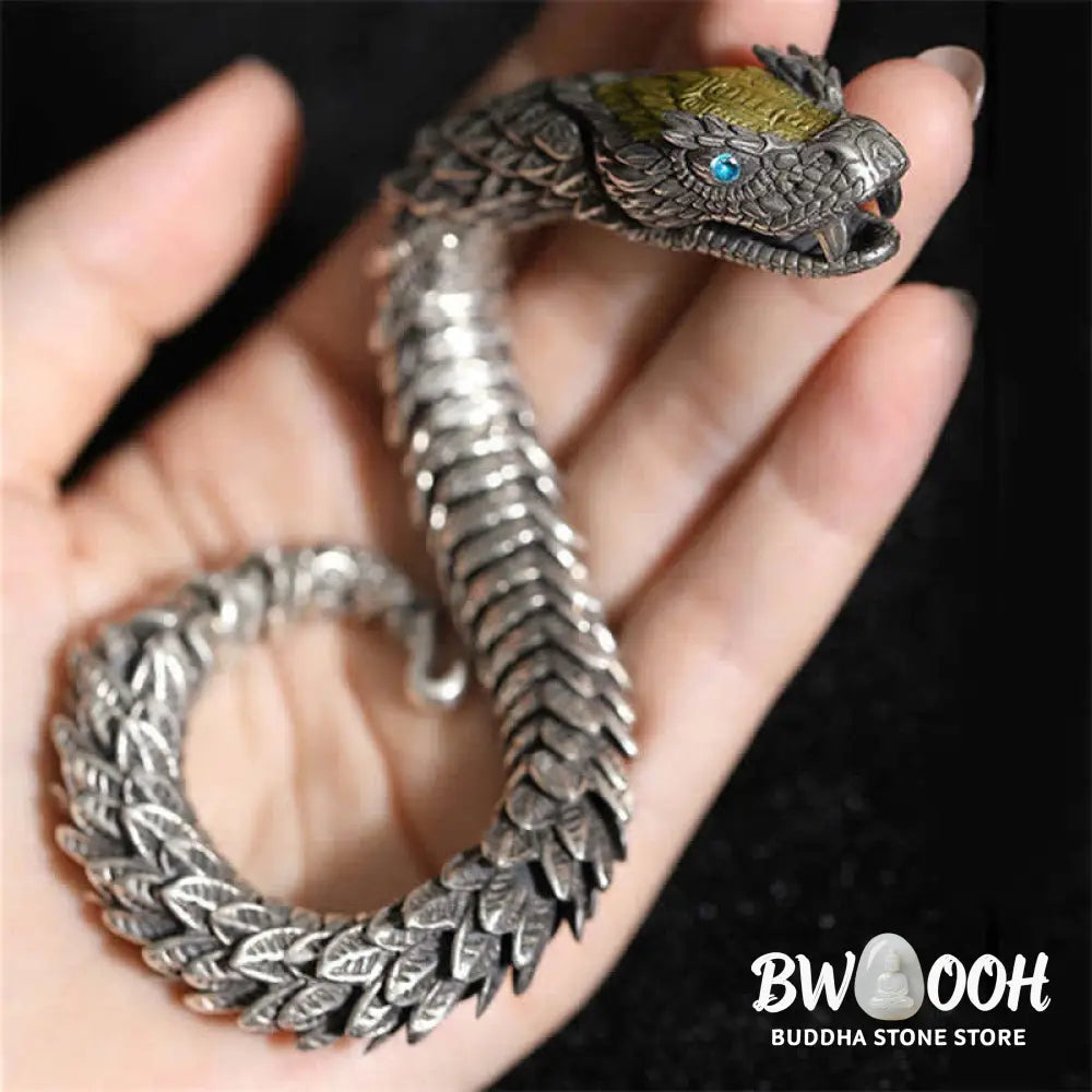 Buddha Stones Dragon Snake Handmade Amulet Protection Chain Bracelet - Bracelet Bangle
