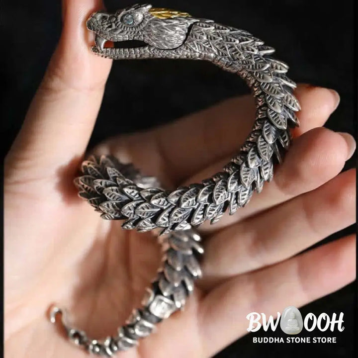 Buddha Stones Dragon Snake Handmade Amulet Protection Chain Bracelet - Bracelet Bangle