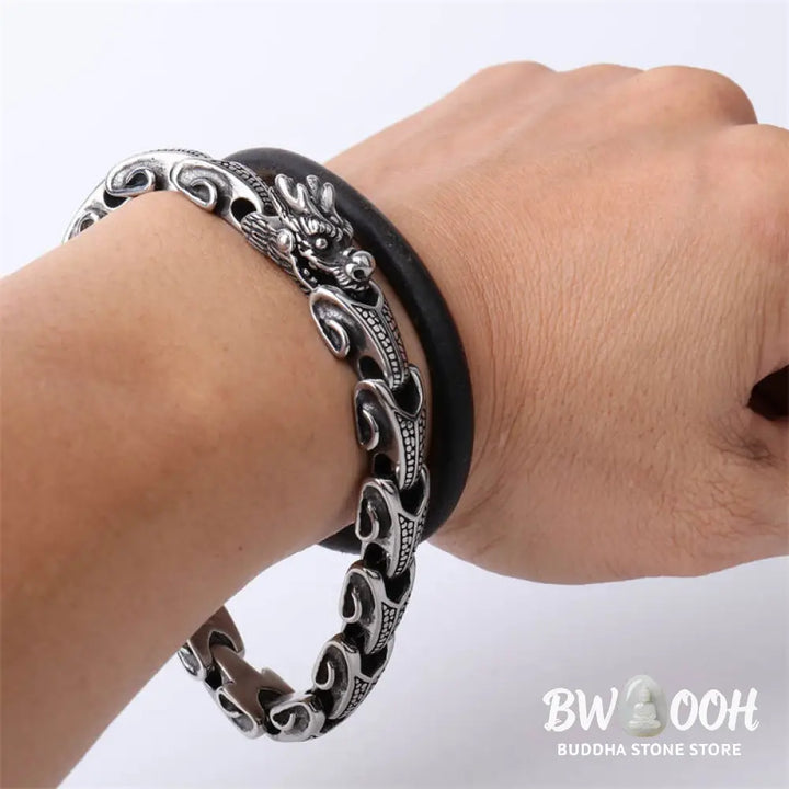 BWOOOH Dragon Titanium Steel Luck Bracelet Bangle - DRAGON (Luck ♥ Strength) - Bracelet Bangle