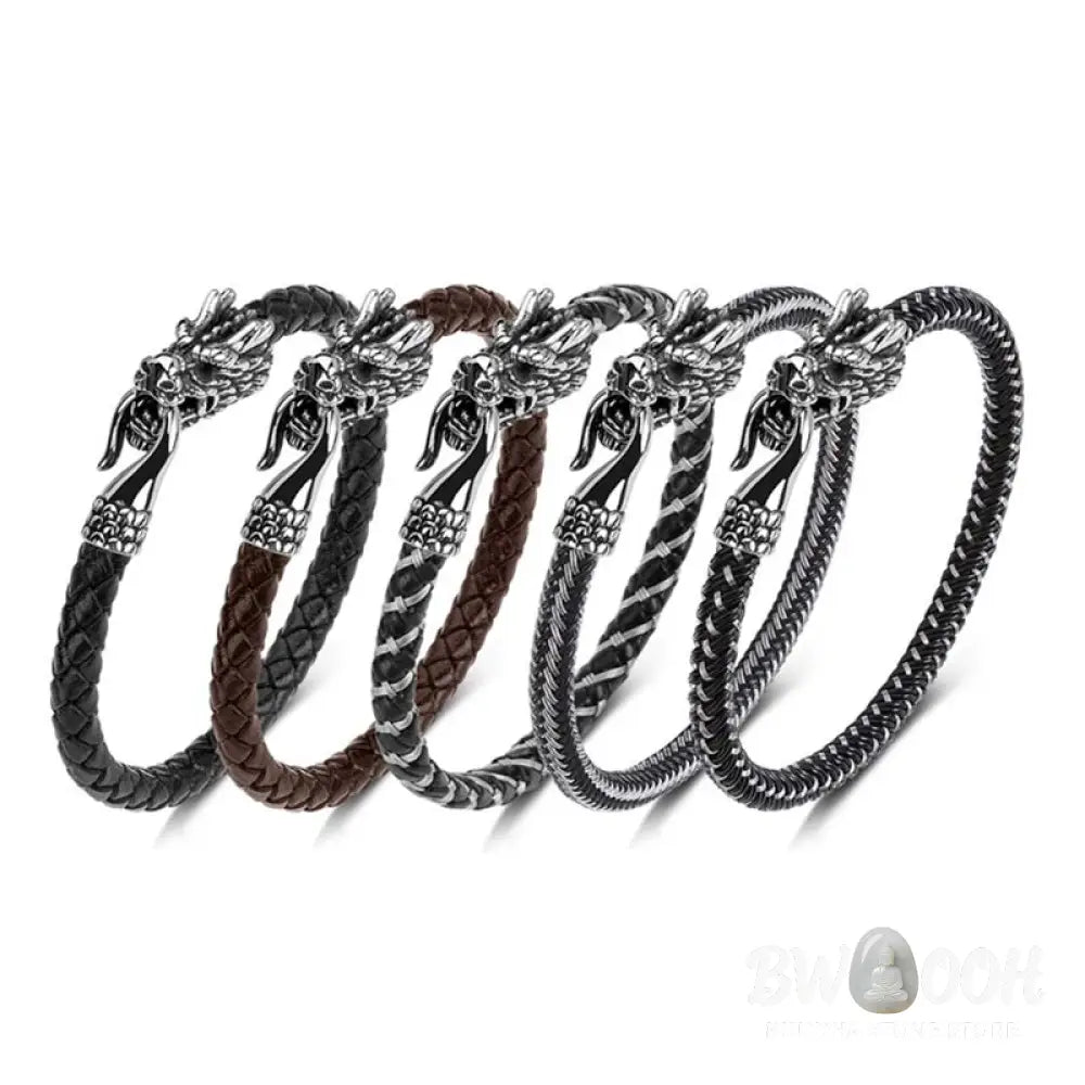 Buddha Stones Dragon Titanium Steel Protection Luck Bracelet - BWOOOH - Bracelet