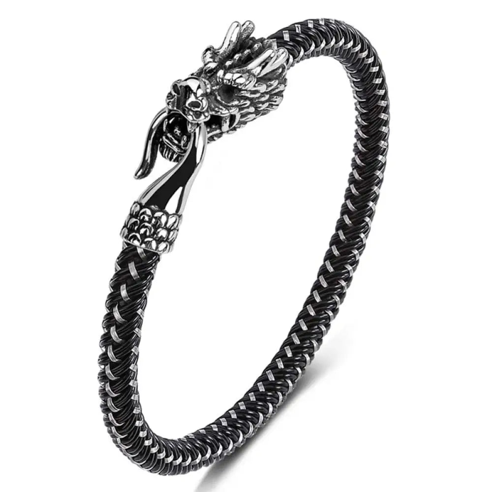 BWOOOH Dragon Titanium Steel Protection Luck Bracelet - BWOOOH - Black&White / 165mm - Bracelet