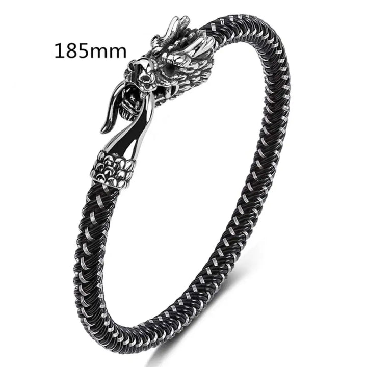 Buddha Stones Dragon Titanium Steel Protection Luck Bracelet - BWOOOH - Black&amp;White / 185mm - Bracelet