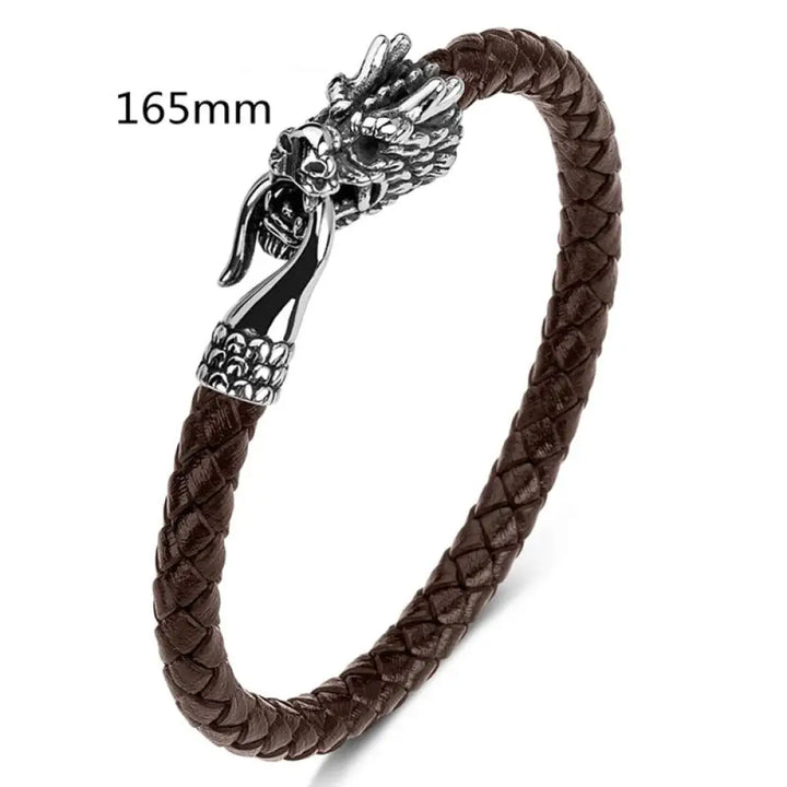 Buddha Stones Dragon Titanium Steel Protection Luck Bracelet - BWOOOH - Brown / 165mm - Bracelet