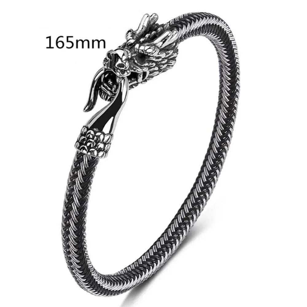 Buddha Stones Dragon Titanium Steel Protection Luck Bracelet - BWOOOH - White&amp;Black / 165mm - Bracelet