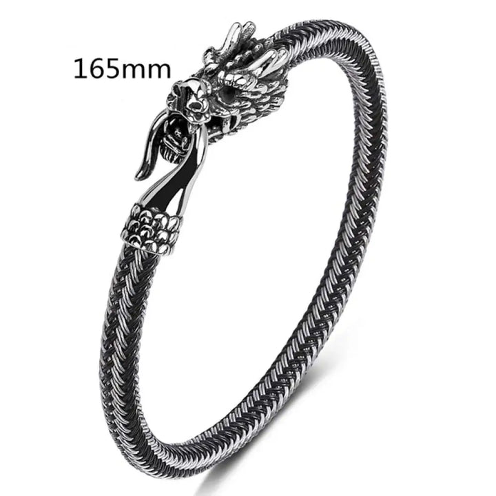 Buddha Stones Dragon Titanium Steel Protection Luck Bracelet - BWOOOH - White&amp;Black / 165mm - Bracelet