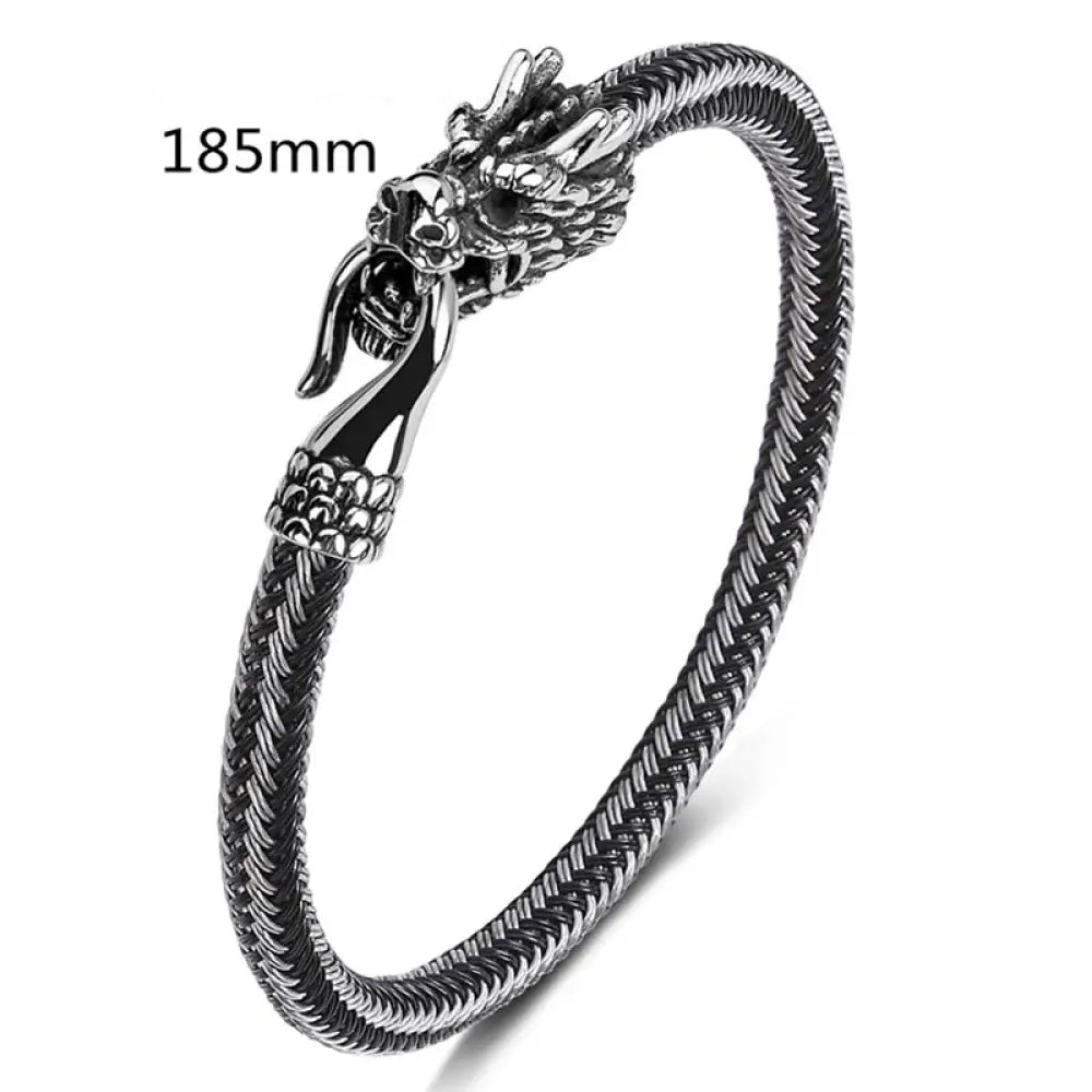 Buddha Stones Dragon Titanium Steel Protection Luck Bracelet - BWOOOH - White&amp;Black / 185mm - Bracelet