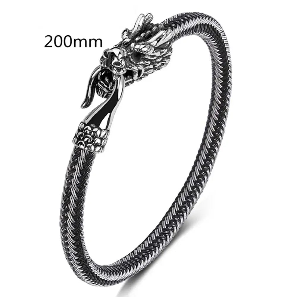 Buddha Stones Dragon Titanium Steel Protection Luck Bracelet - BWOOOH - White&amp;Black / 200mm - Bracelet