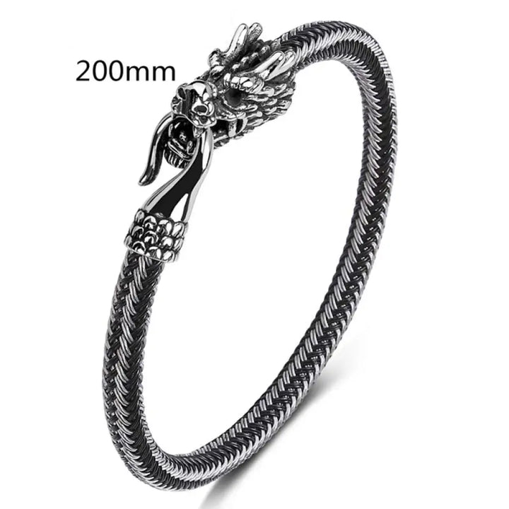 Buddha Stones Dragon Titanium Steel Protection Luck Bracelet - BWOOOH - White&amp;Black / 200mm - Bracelet