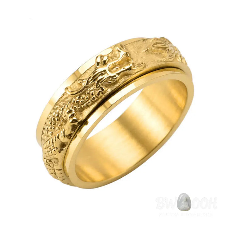 Buddha Stones Dragon Titanium Steel Stimulation Rotatable Ring - BWOOOH - Ring