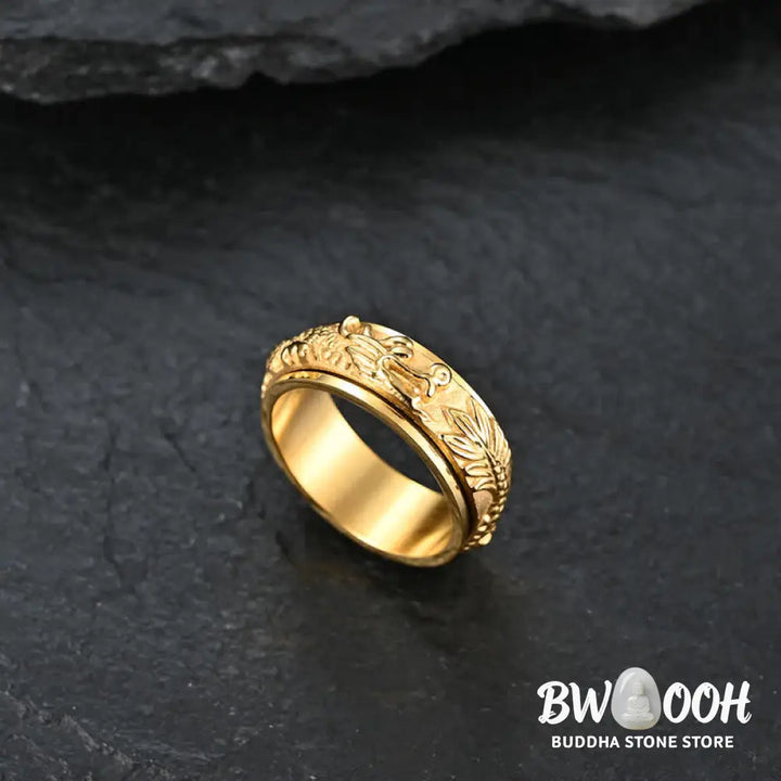 Buddha Stones Dragon Titanium Steel Stimulation Rotatable Ring - BWOOOH - Ring