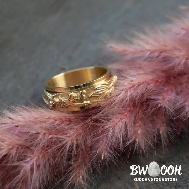 Buddha Stones Dragon Titanium Steel Stimulation Rotatable Ring - BWOOOH - Ring