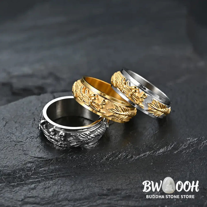 Buddha Stones Dragon Titanium Steel Stimulation Rotatable Ring - BWOOOH - Ring