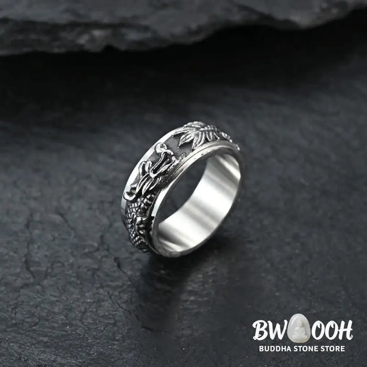 Buddha Stones Dragon Titanium Steel Stimulation Rotatable Ring - BWOOOH - Ring