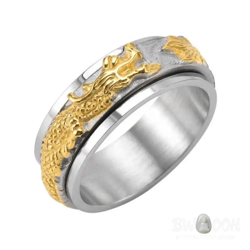 Buddha Stones Dragon Titanium Steel Stimulation Rotatable Ring - BWOOOH - Ring