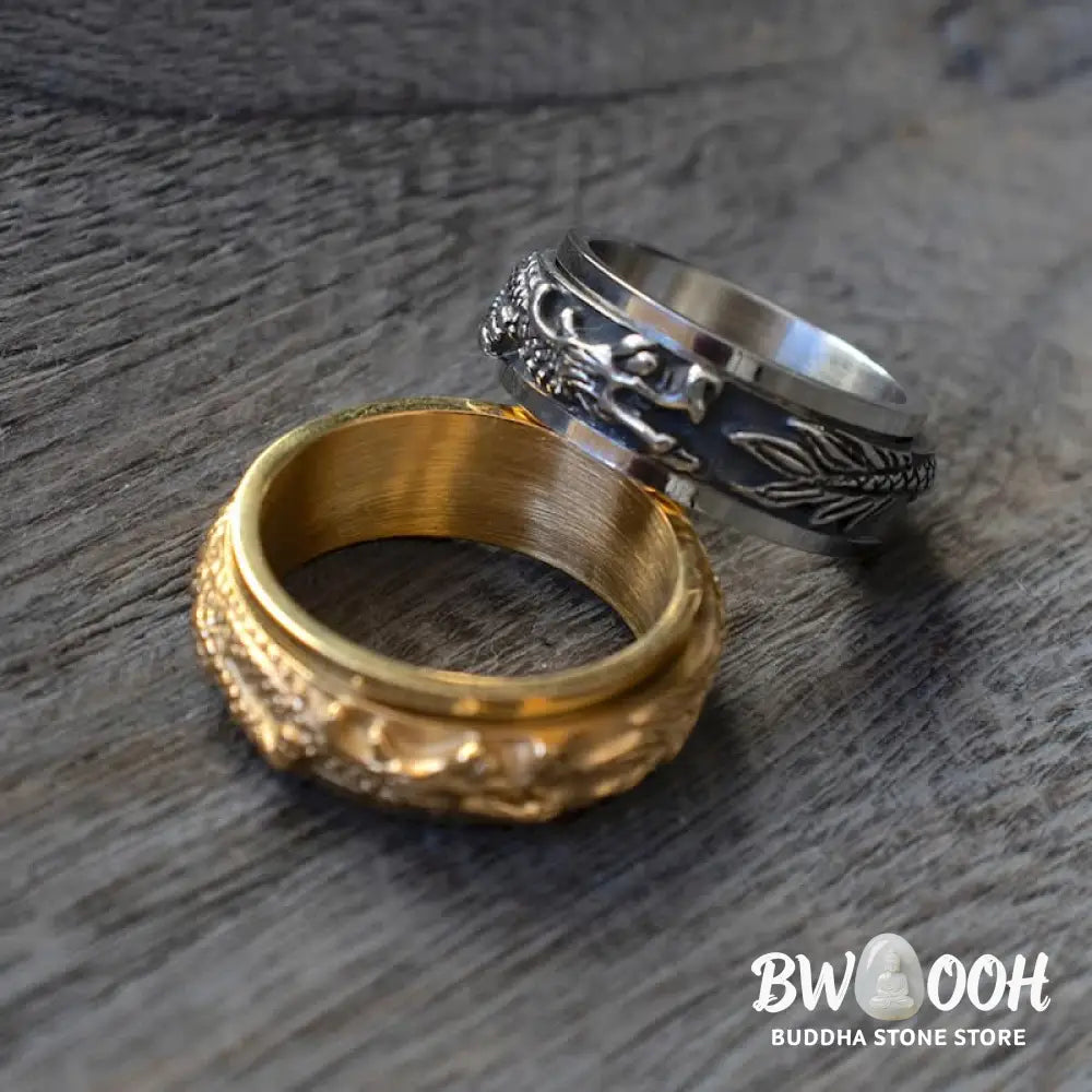 Buddha Stones Dragon Titanium Steel Stimulation Rotatable Ring - BWOOOH - Ring