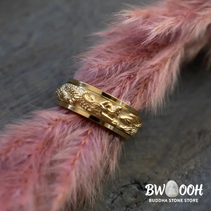Buddha Stones Dragon Titanium Steel Stimulation Rotatable Ring - BWOOOH - Ring