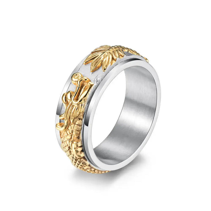 BWOOOH Dragon Titanium Steel Stimulation Rotatable Ring — Dragon spiritual jewelry for spiritual healing and mindful living