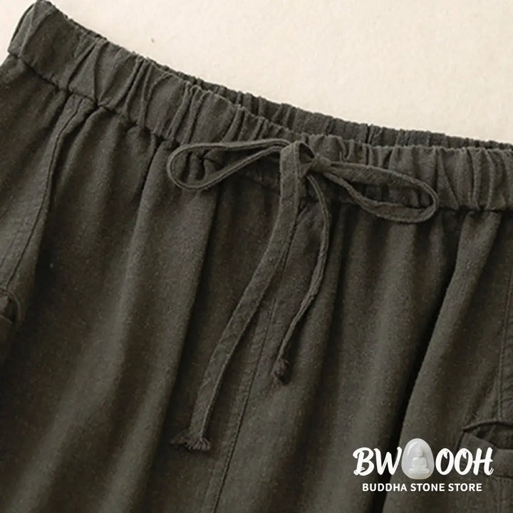 Buddha Stones Drawstring A-line Elastic Waist Cotton Women’s Skirt - Skirt