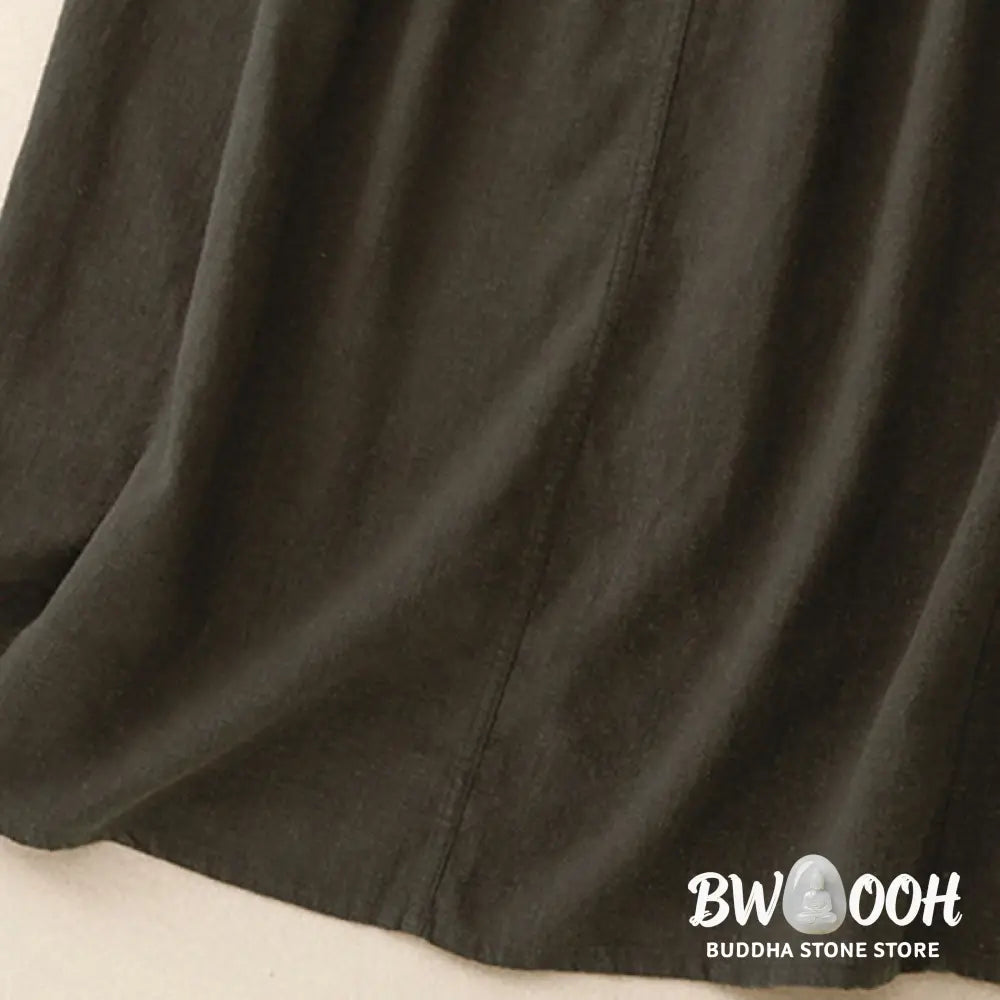 Buddha Stones Drawstring A-line Elastic Waist Cotton Women’s Skirt - Skirt