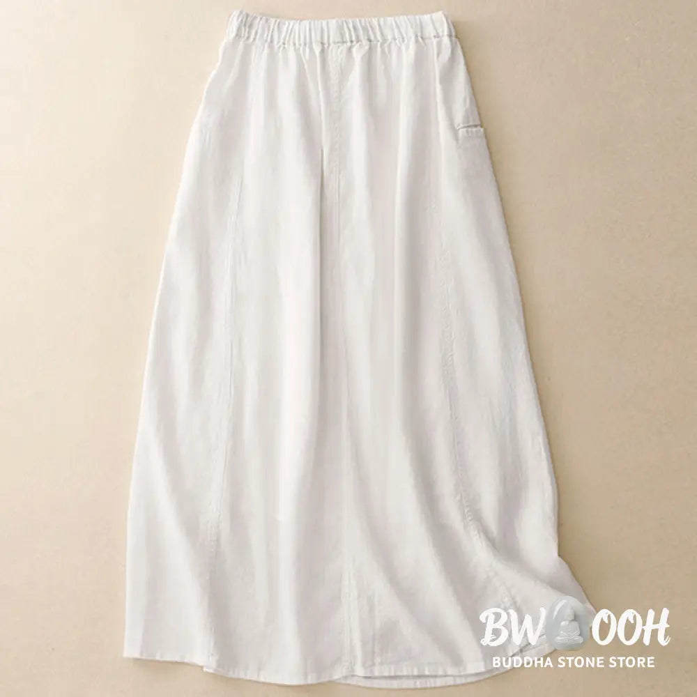Buddha Stones Drawstring A-line Elastic Waist Cotton Women’s Skirt - Skirt