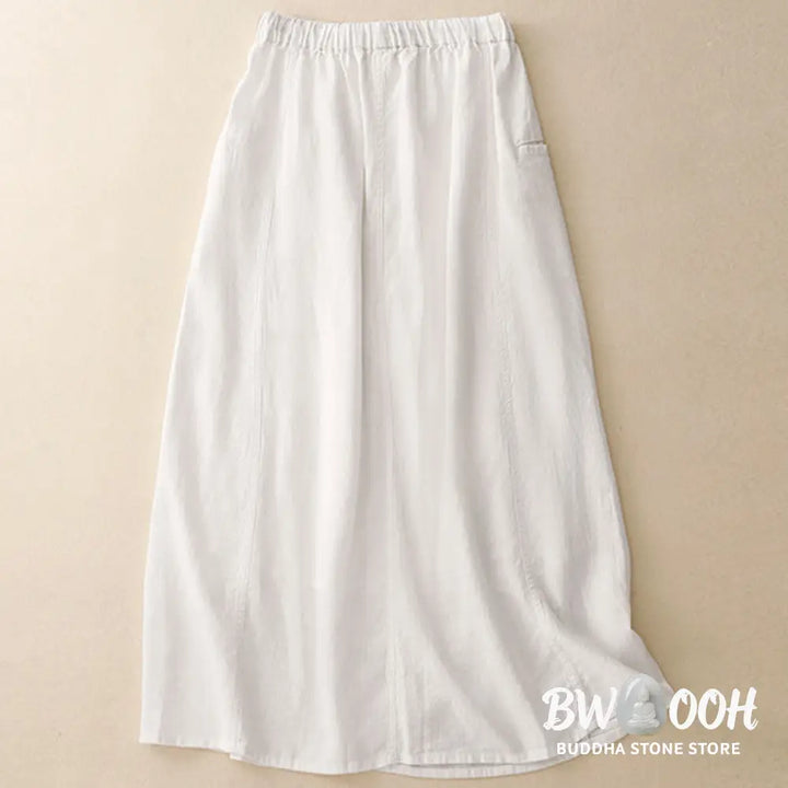 Buddha Stones Drawstring A-line Elastic Waist Cotton Women’s Skirt - Skirt