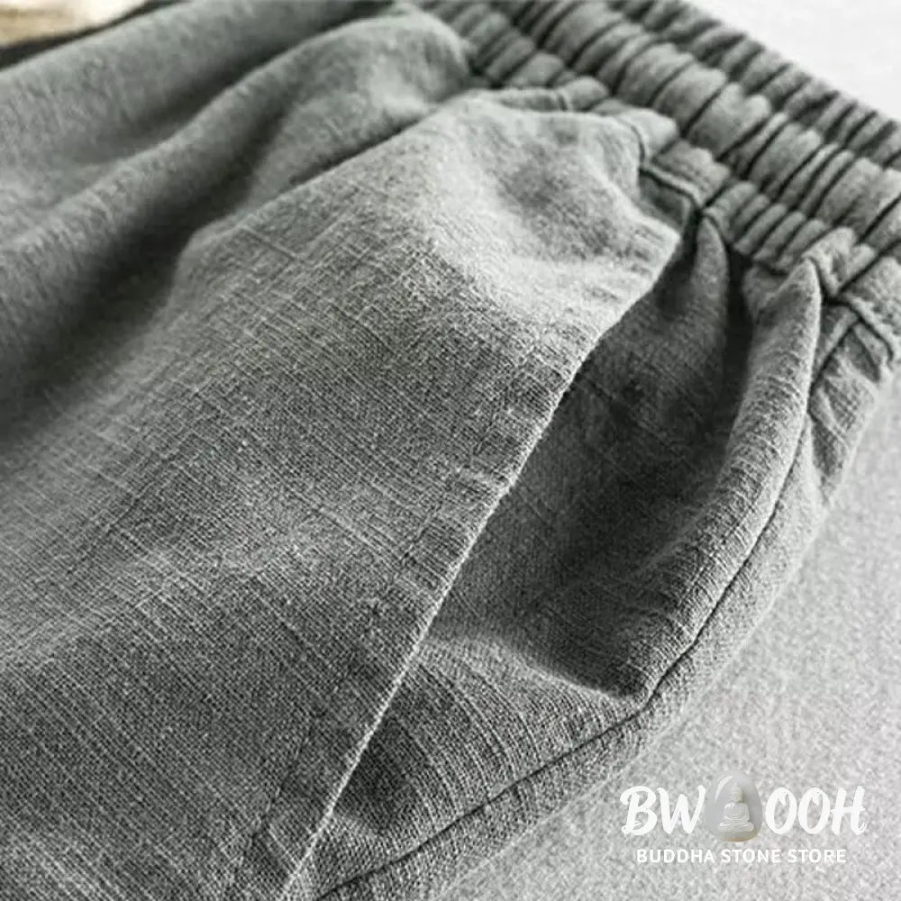 Buddha Stones Drawstring Elastic Waist Cotton Men’s Shorts With Pockets - Men’s Shorts