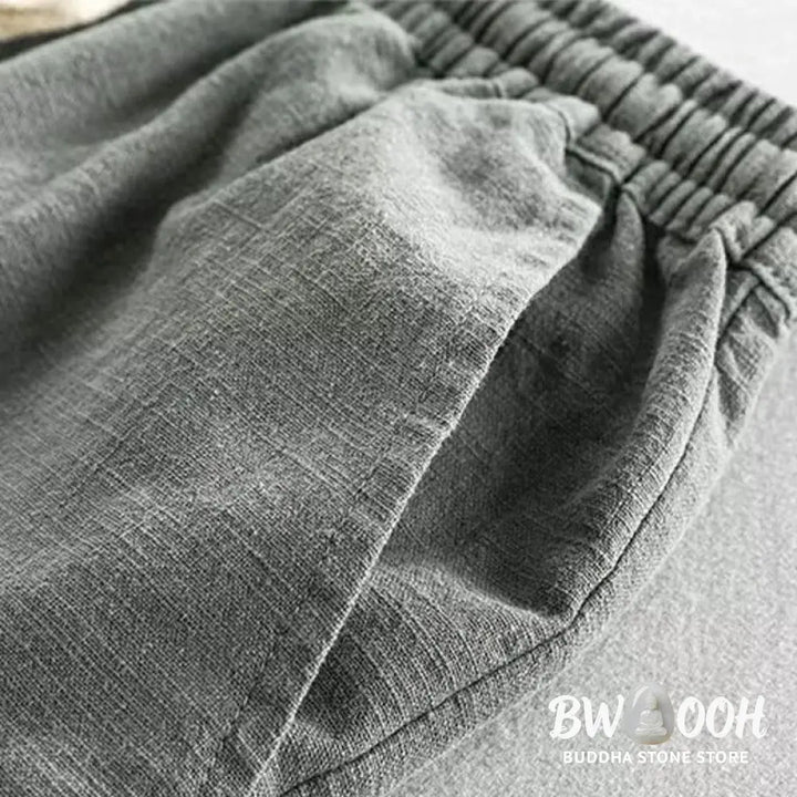 Buddha Stones Drawstring Elastic Waist Cotton Men’s Shorts With Pockets - Men’s Shorts