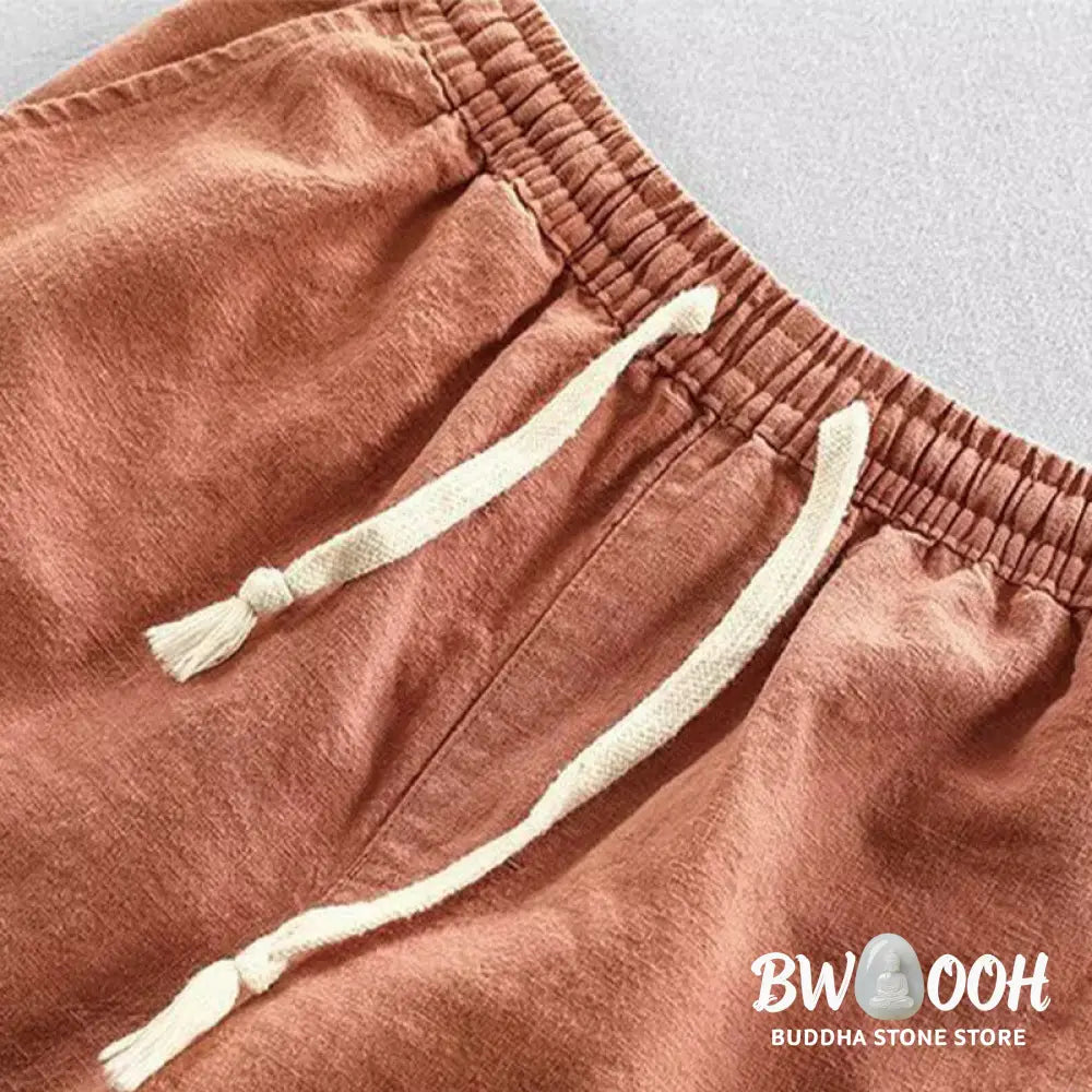 Buddha Stones Drawstring Elastic Waist Cotton Men’s Shorts With Pockets - Men’s Shorts