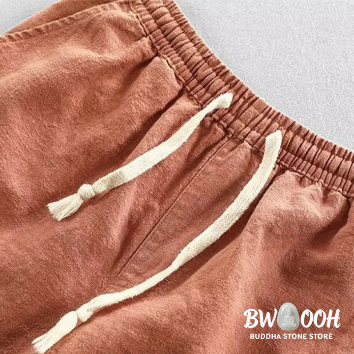 Buddha Stones Drawstring Elastic Waist Cotton Men’s Shorts With Pockets - Men’s Shorts