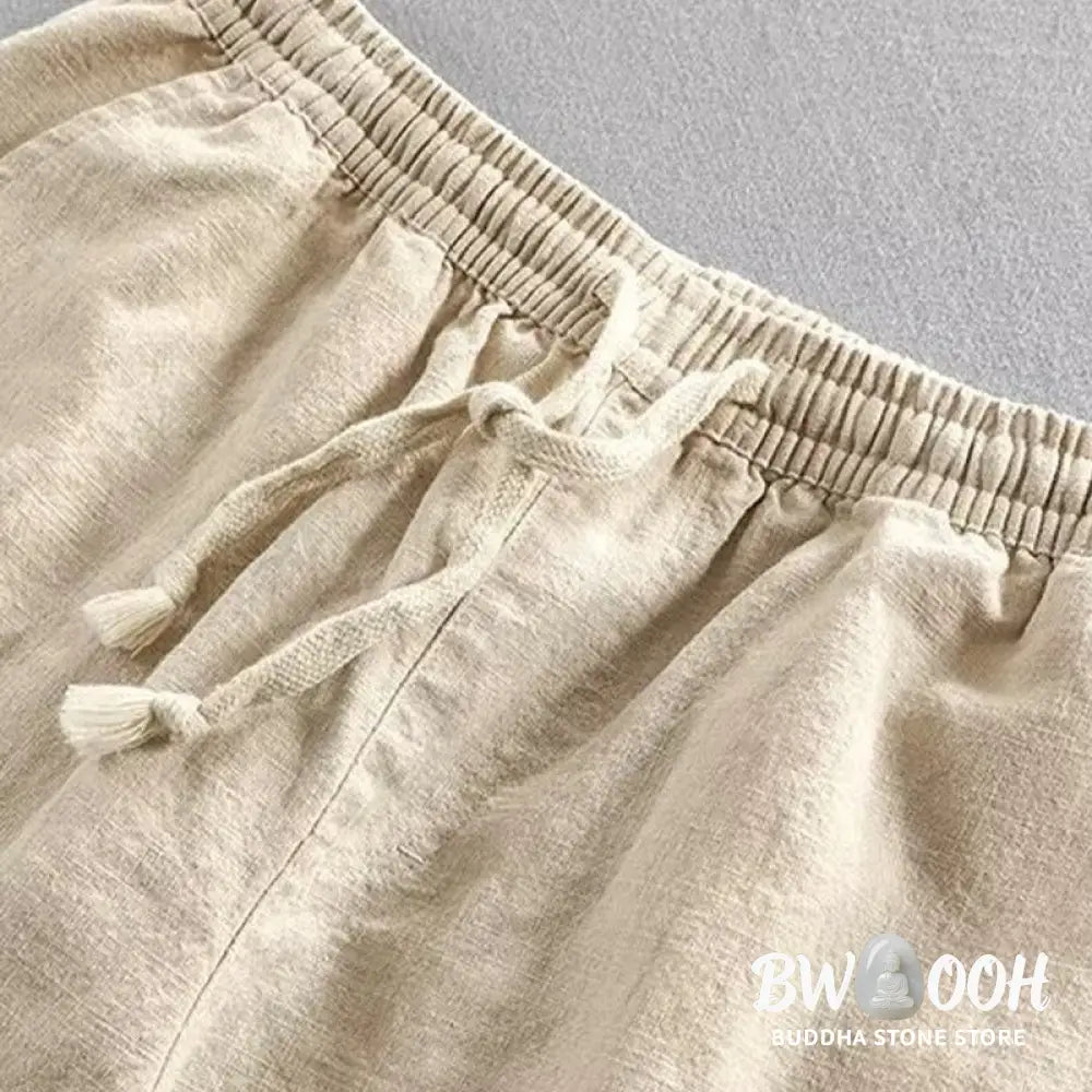 Buddha Stones Drawstring Elastic Waist Cotton Men’s Shorts With Pockets - Men’s Shorts