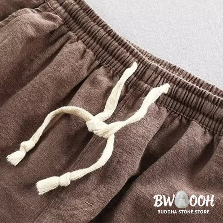 Buddha Stones Drawstring Elastic Waist Cotton Men’s Shorts With Pockets - Men’s Shorts