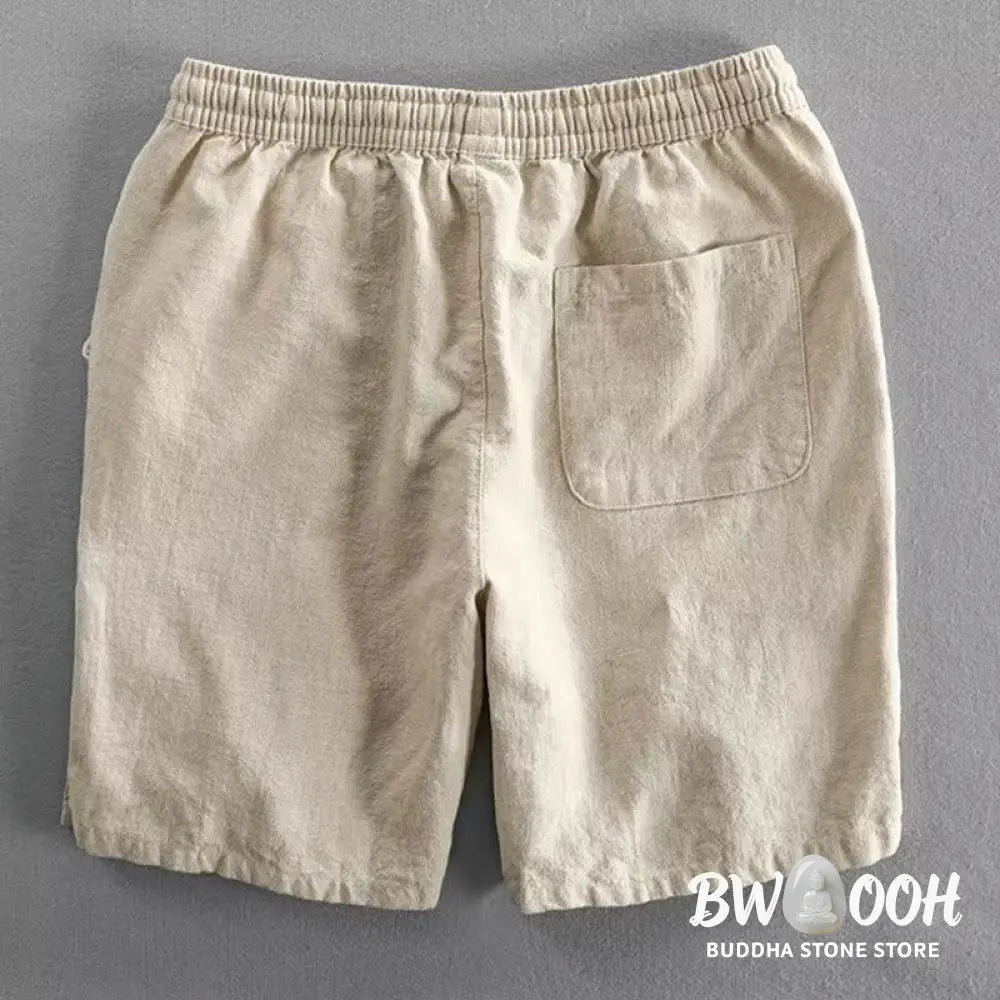 Buddha Stones Drawstring Elastic Waist Cotton Men’s Shorts With Pockets - Men’s Shorts