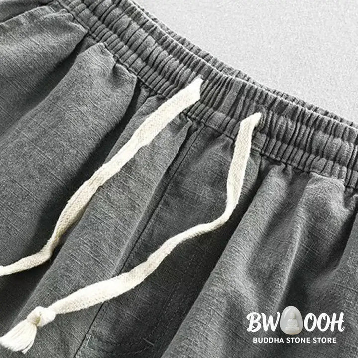 Buddha Stones Drawstring Elastic Waist Cotton Men’s Shorts With Pockets - Men’s Shorts
