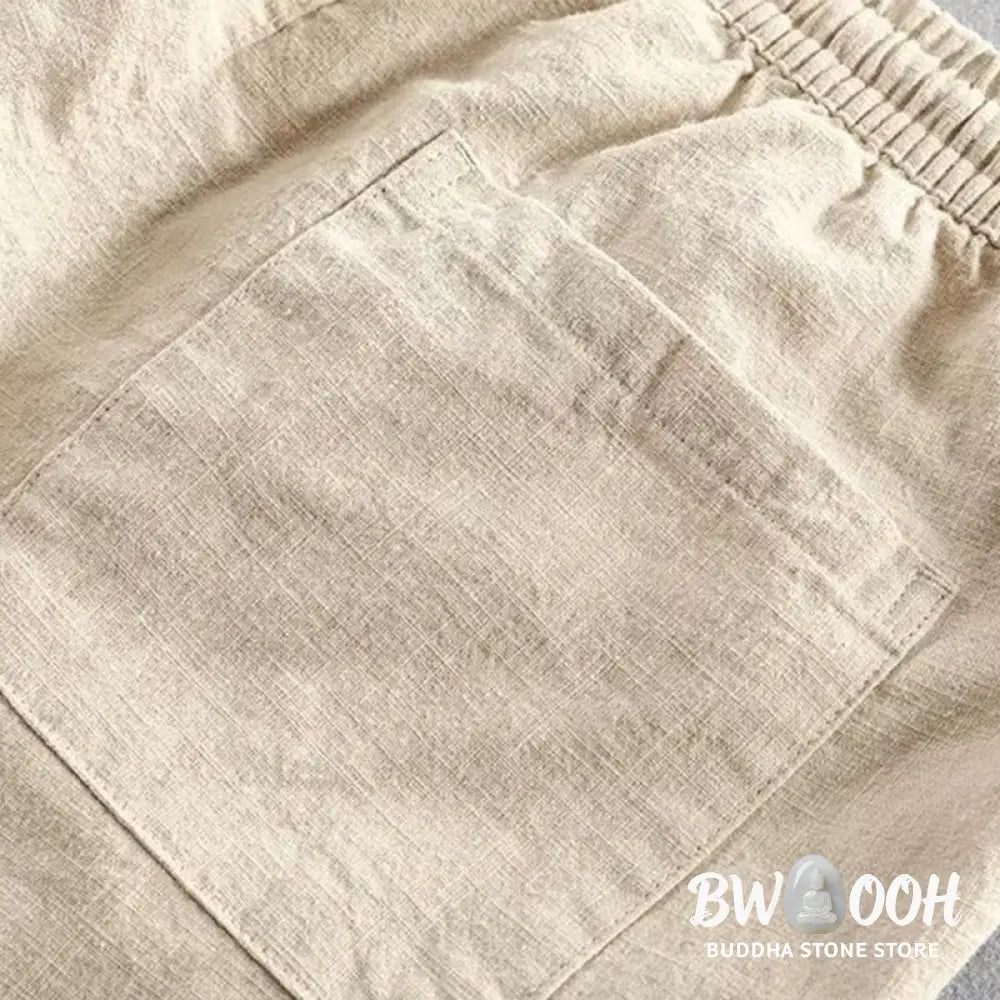Buddha Stones Drawstring Elastic Waist Cotton Men’s Shorts With Pockets - Men’s Shorts