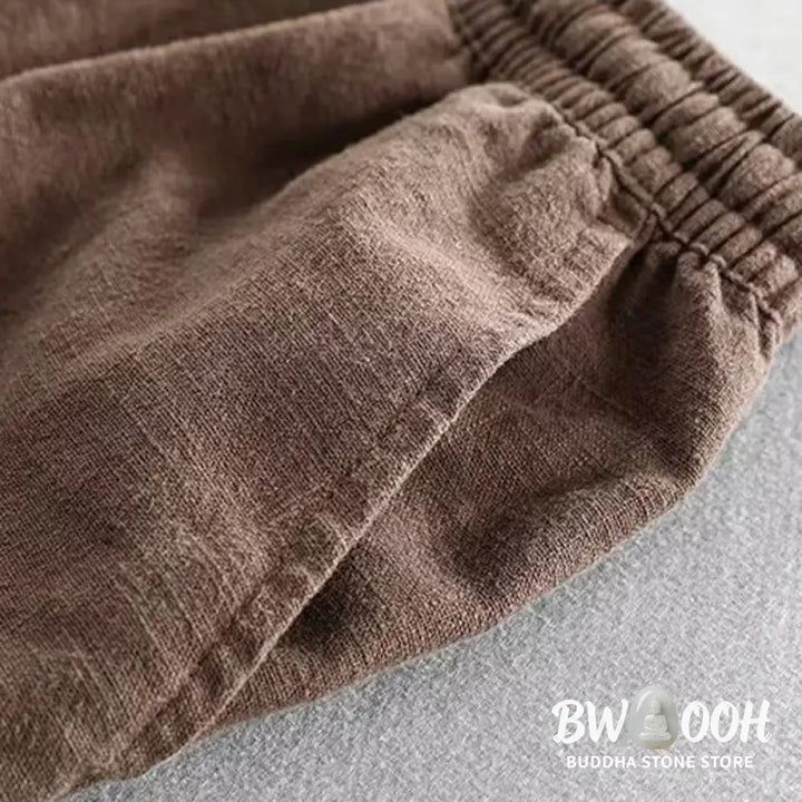 Buddha Stones Drawstring Elastic Waist Cotton Men’s Shorts With Pockets - Men’s Shorts