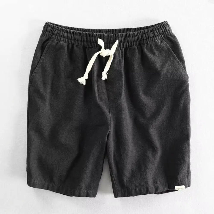 Buddha Stones Drawstring Elastic Waist Cotton Men’s Shorts With Pockets - Black / US/UK/AU34，EU44 (L) - Men’s Shorts