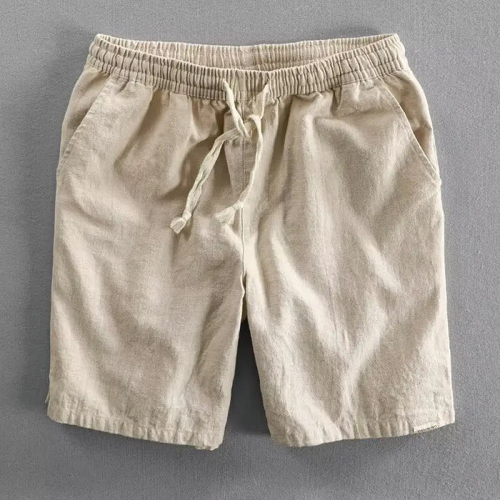 Buddha Stones Drawstring Elastic Waist Cotton Men’s Shorts With Pockets - Cornsilk / US/UK/AU34，EU44 (L) - Men’s Shorts