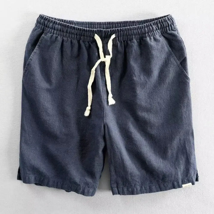 Buddha Stones Drawstring Elastic Waist Cotton Men’s Shorts With Pockets - Navy / US/UK/AU34，EU44 (L) - Men’s Shorts